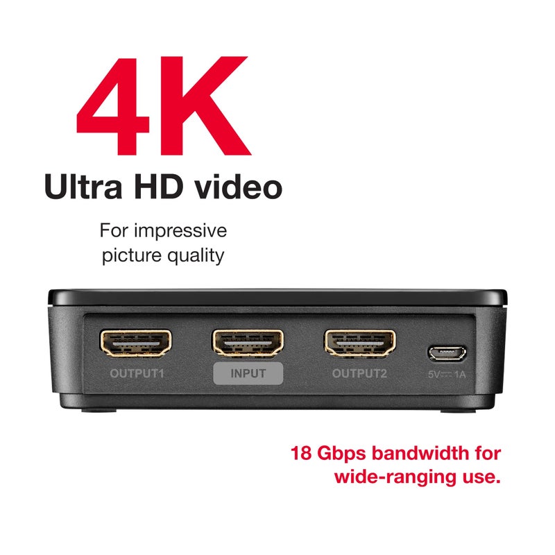 Rocketfish 2-Output HDMI Splitter with 4K at 60Hz and HDR Pass-Through - Image 4